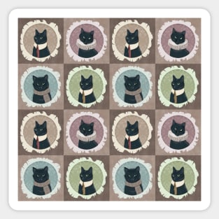 Black Cat Victorian Portraits Sticker